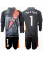 Real Madrid Thibaut Courtois #1 Målvakt Replika Borta Kläder Barn 2024-25 Långärmad (+ byxor)